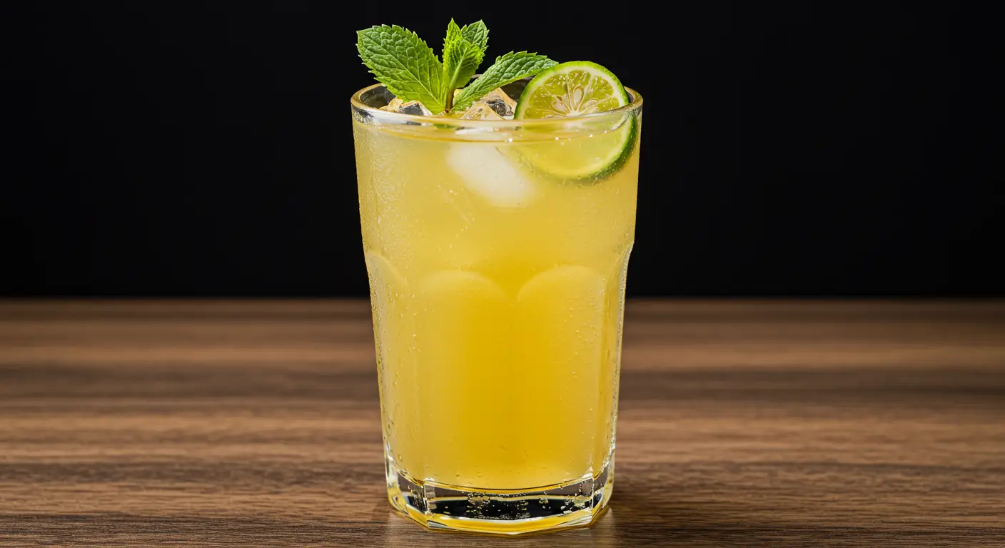 A refreshing glass of calamansi juice garnished with fresh calamansi slices.