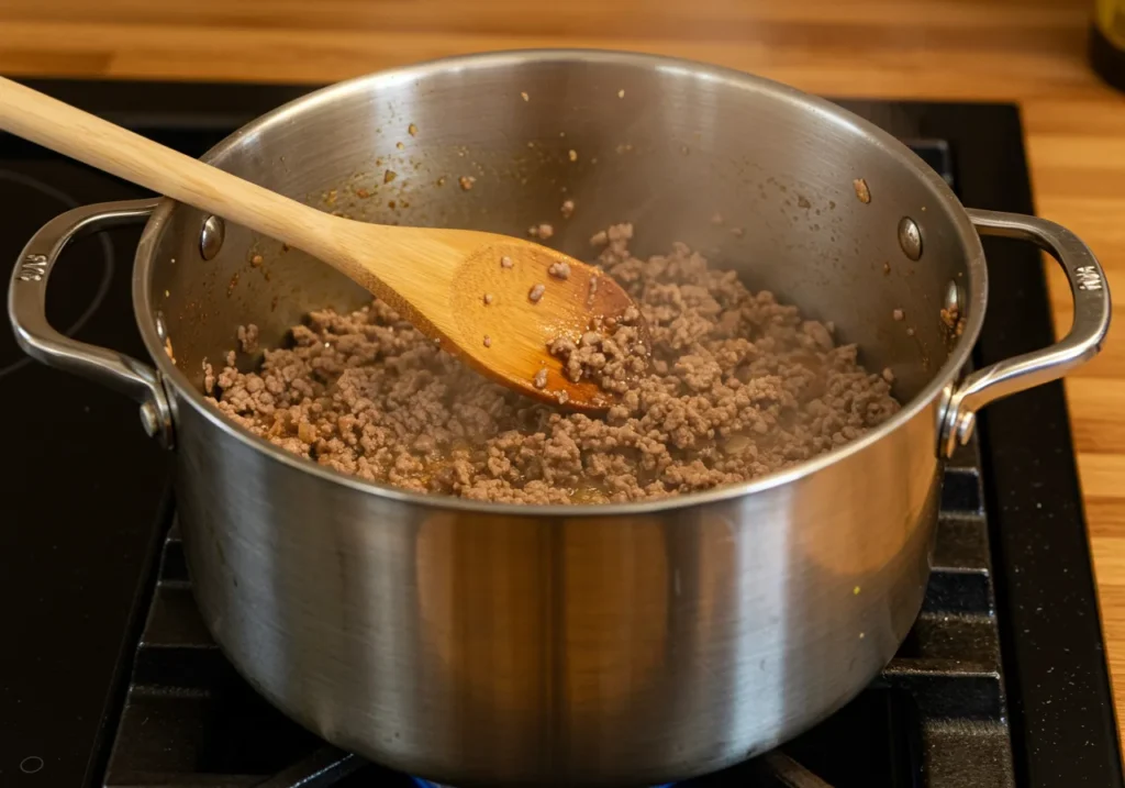 sauteing-ground-meat-in-pot