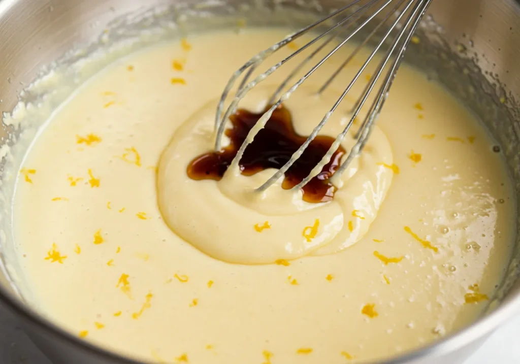 Drizzling melted butter over batter and gently folding it in with a spatula.