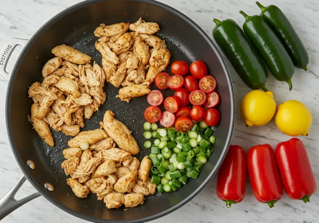 Golden brown chicken breasts sizzling in a pan with olive oil