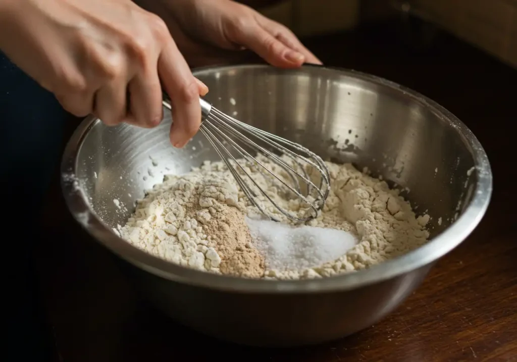 Swirling chocolate and vanilla batter in a loaf pan to create a marble effect before baking.