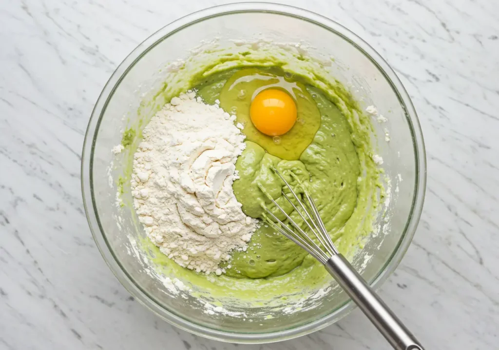 Hands gently shaping soft matcha dough into round, smooth balls, ready to rise.